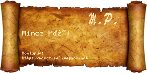 Mincz Pál névjegykártya